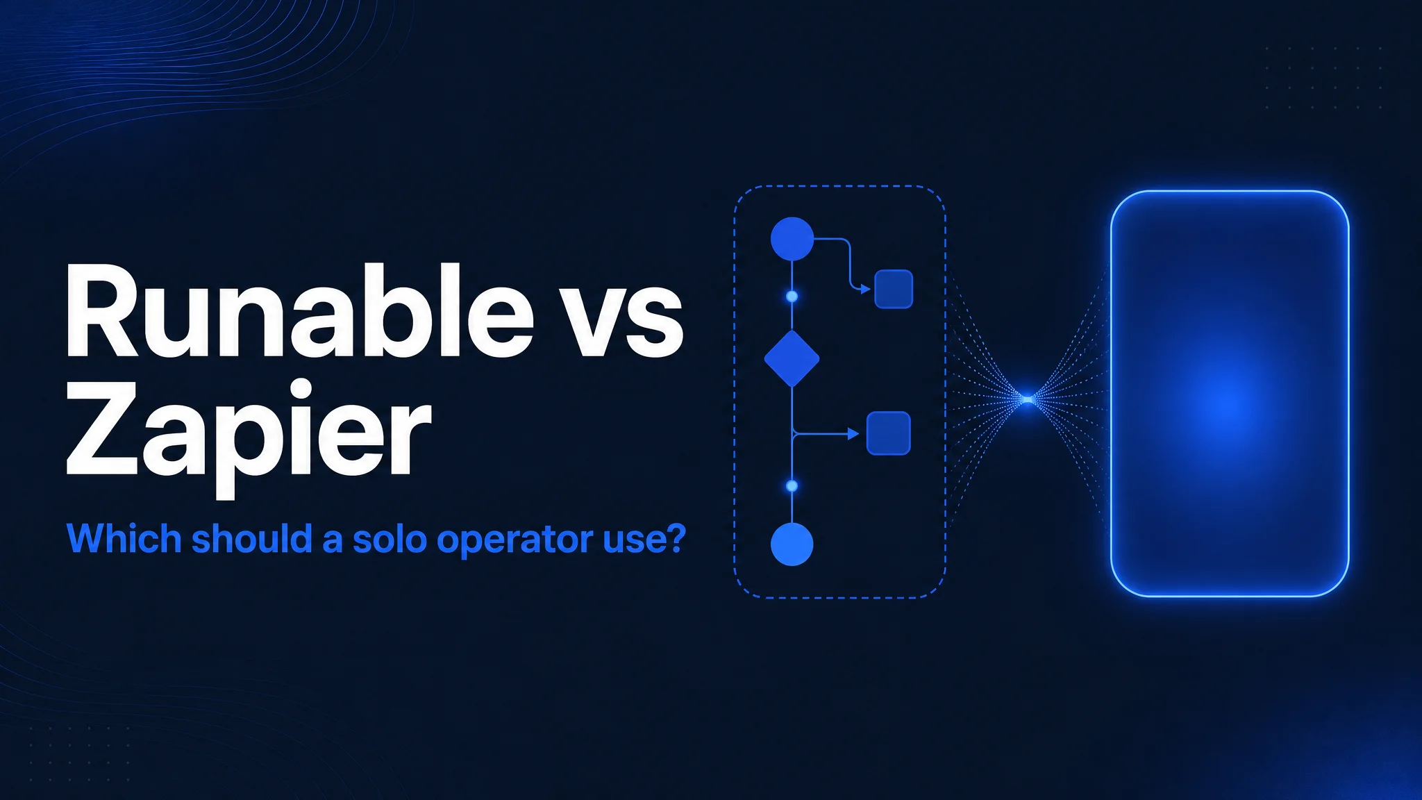 Illustration comparing a step-by-step workflow with a single agent for Runable vs Zapier